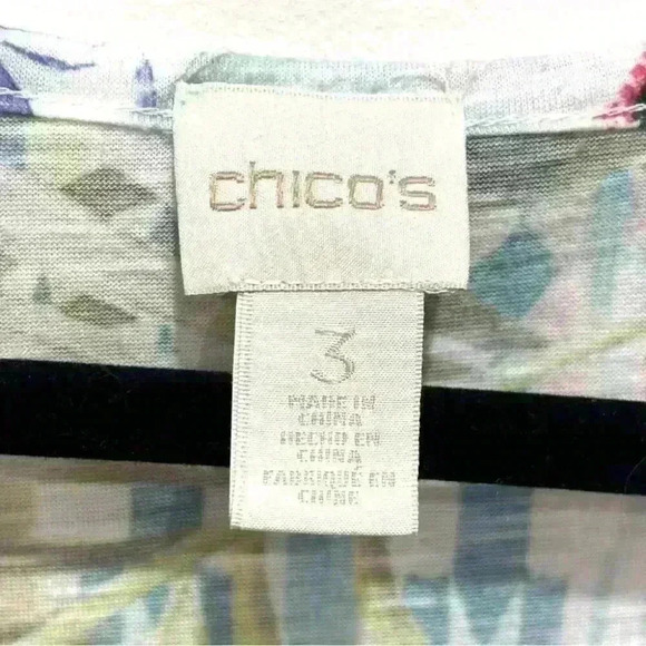 Chico’s Tropical Print Blouse Size 3 - Picture 5 of 8